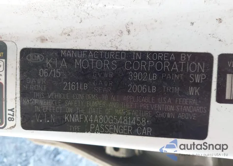 2016 Kia Forte Ex from USA, damaged, VIN KNAFX4A80G5481458